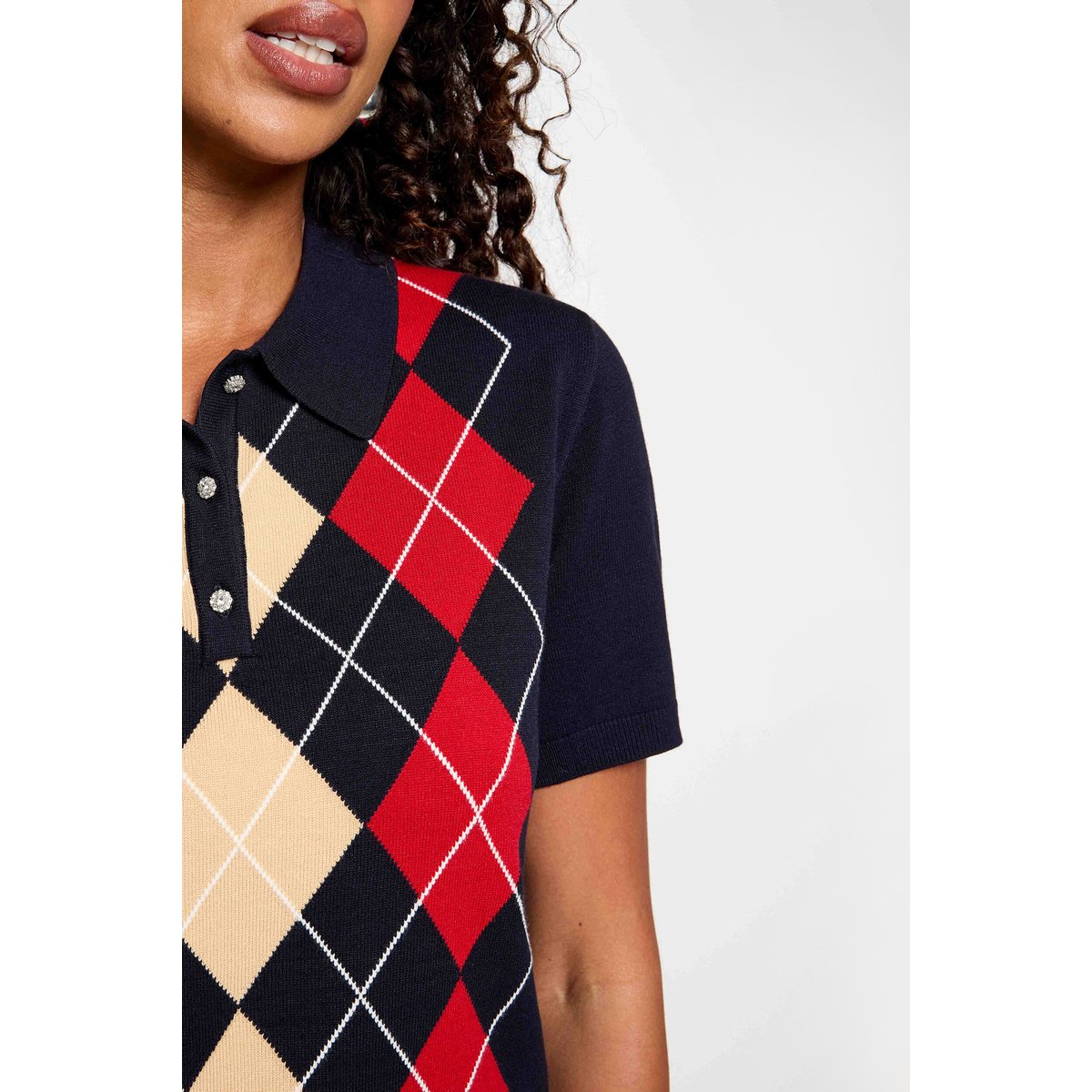 Pull col polo bleu marine, MORGAN