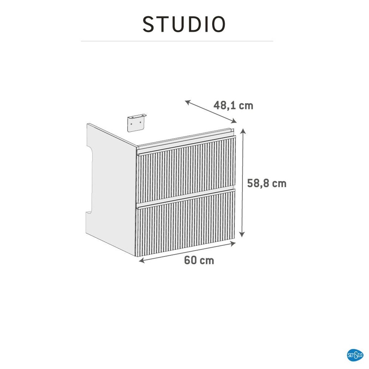 Meuble sous vasque, STUDIO beige rainuré, SENSEA