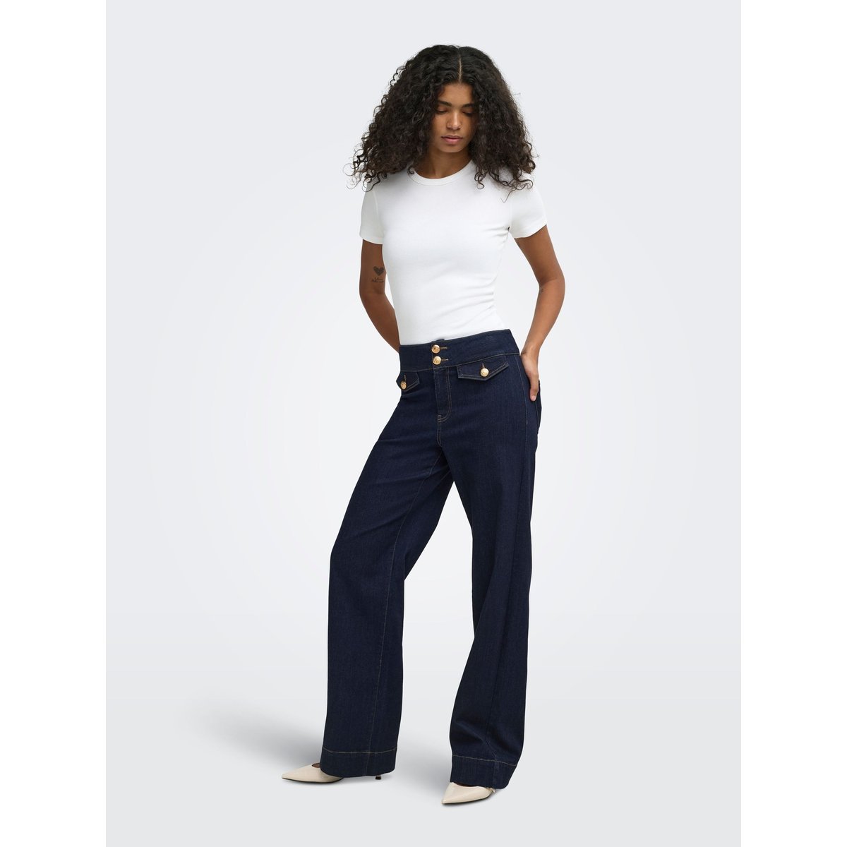Jean À Jambe Large dark blue denim, ONLY