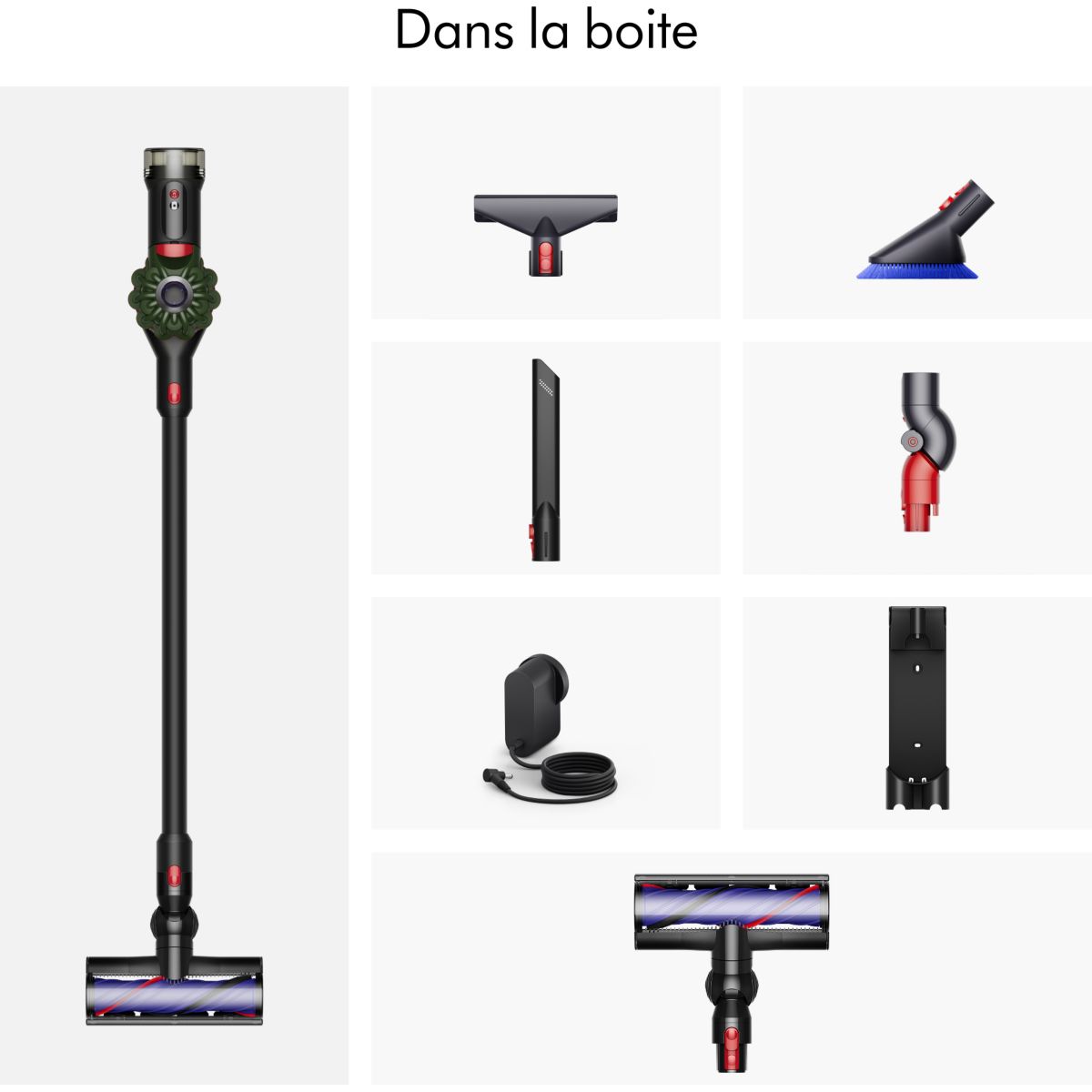 Aspirateur balai V8 Cyclone + kit de nettoyage pour meubl couleur unique, DYSON