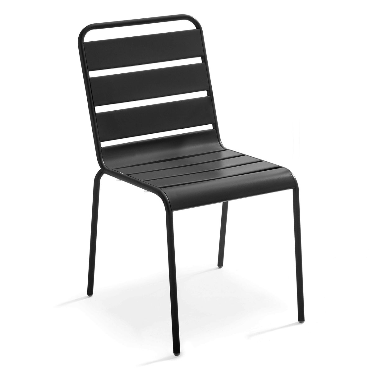 Table inclinable en HPL et 2 chaises en métal gris anthracite, OVIALA