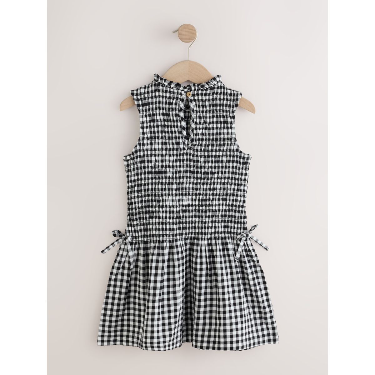 Robe froncée vichy noir/blanc, NEXT