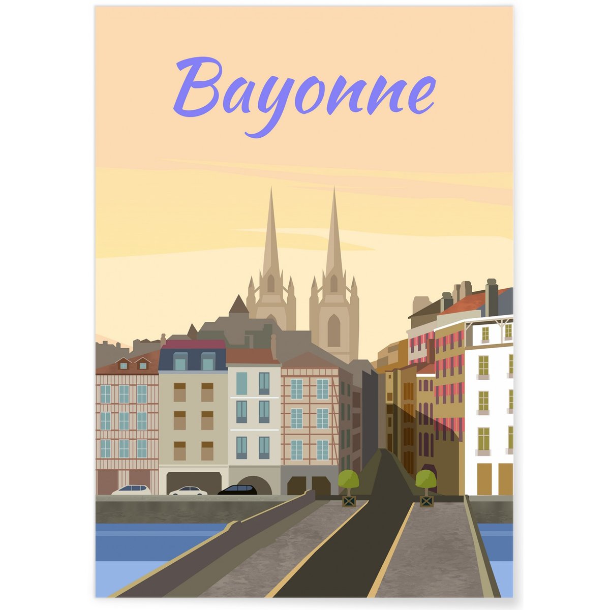 Affiche ville Bayonne blanc, L'AFFICHERIE