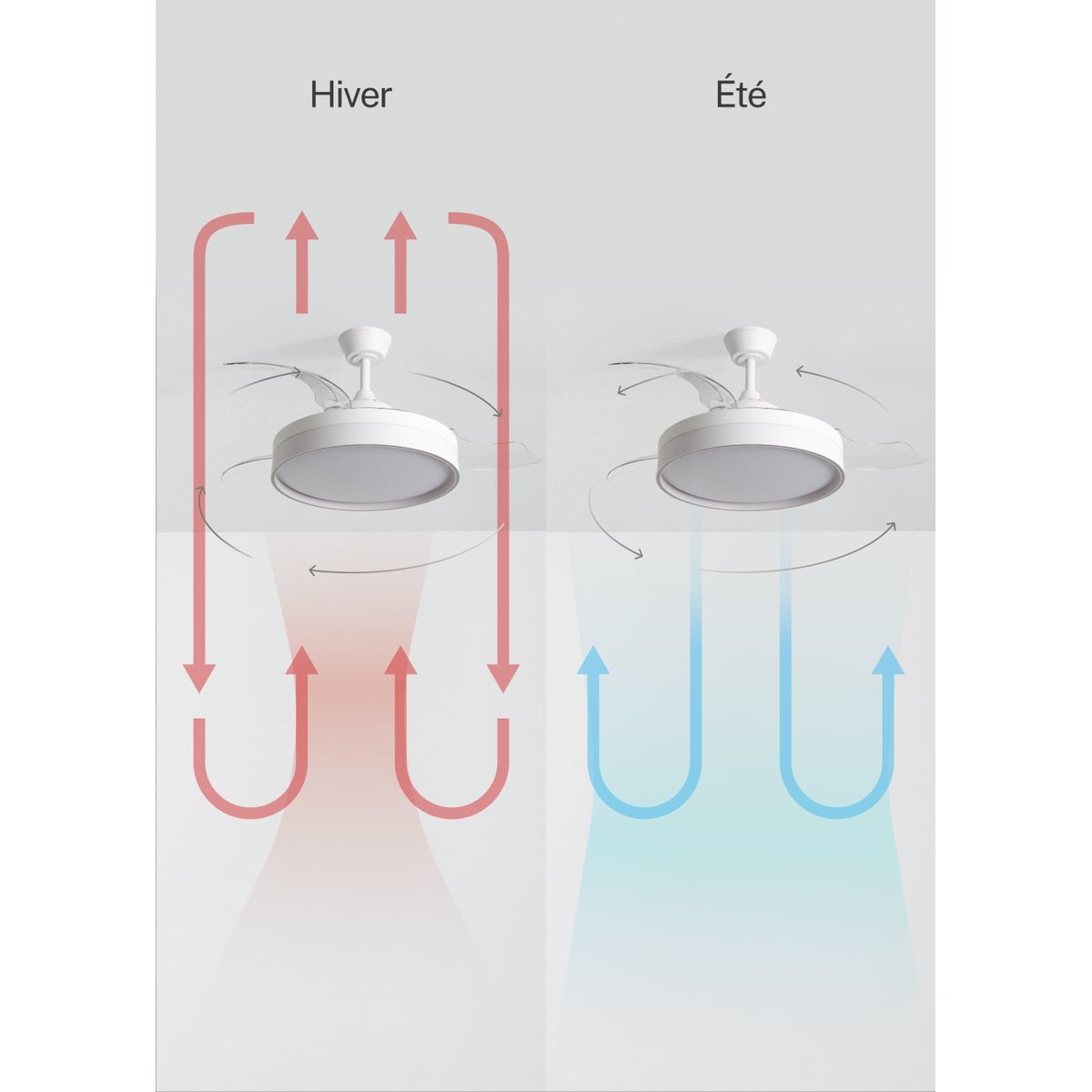 Ventilateur de plafond 40 W avec lumière et télécommande WIND CLEAR EDGE blanc/blanc, CREATE