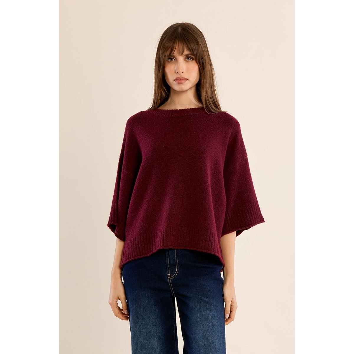Pull en maille évasé dark red, MOLLY BRACKEN