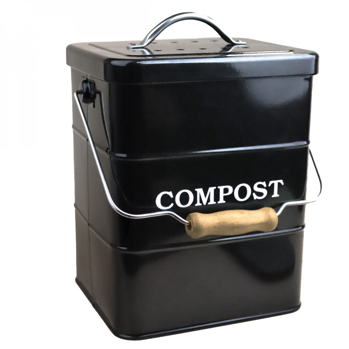 Composteur de cuisine rectangle noir, LINXOR