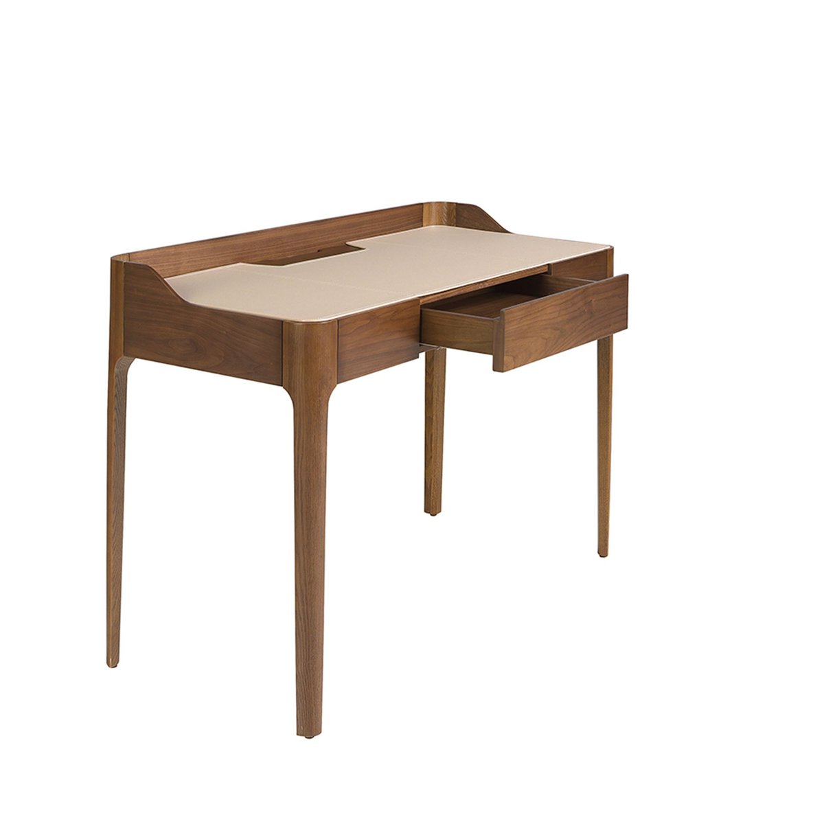 Bureau avec plateau en simili cuir et noyer noyer | crème, ANGEL CERDA