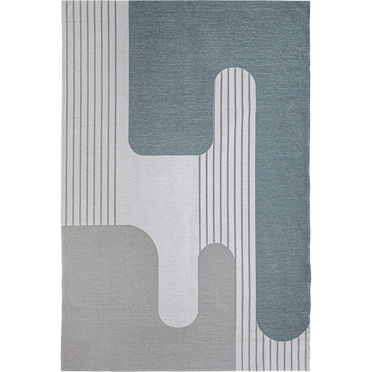 Tapis contemporain rectangulaire bleu profond et beige clair, RECOLLECTION