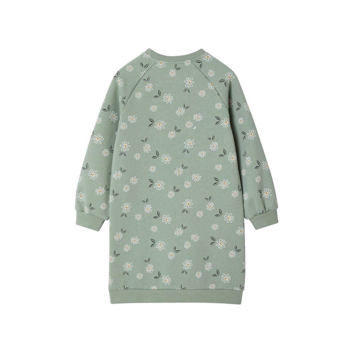 Robe en molleton fleurs pop vert sauge, VERTBAUDET