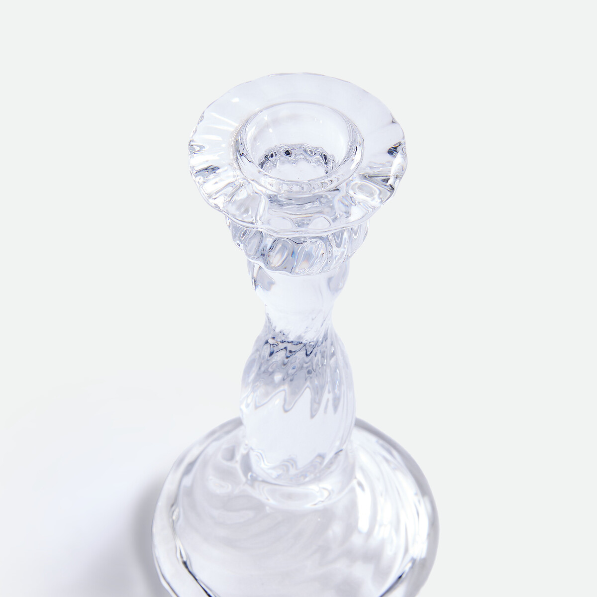 Bougeoir sur pied, verre transparent, hauteur 16,4 cm, STRIA transparent, LA REDOUTE INTERIEURS