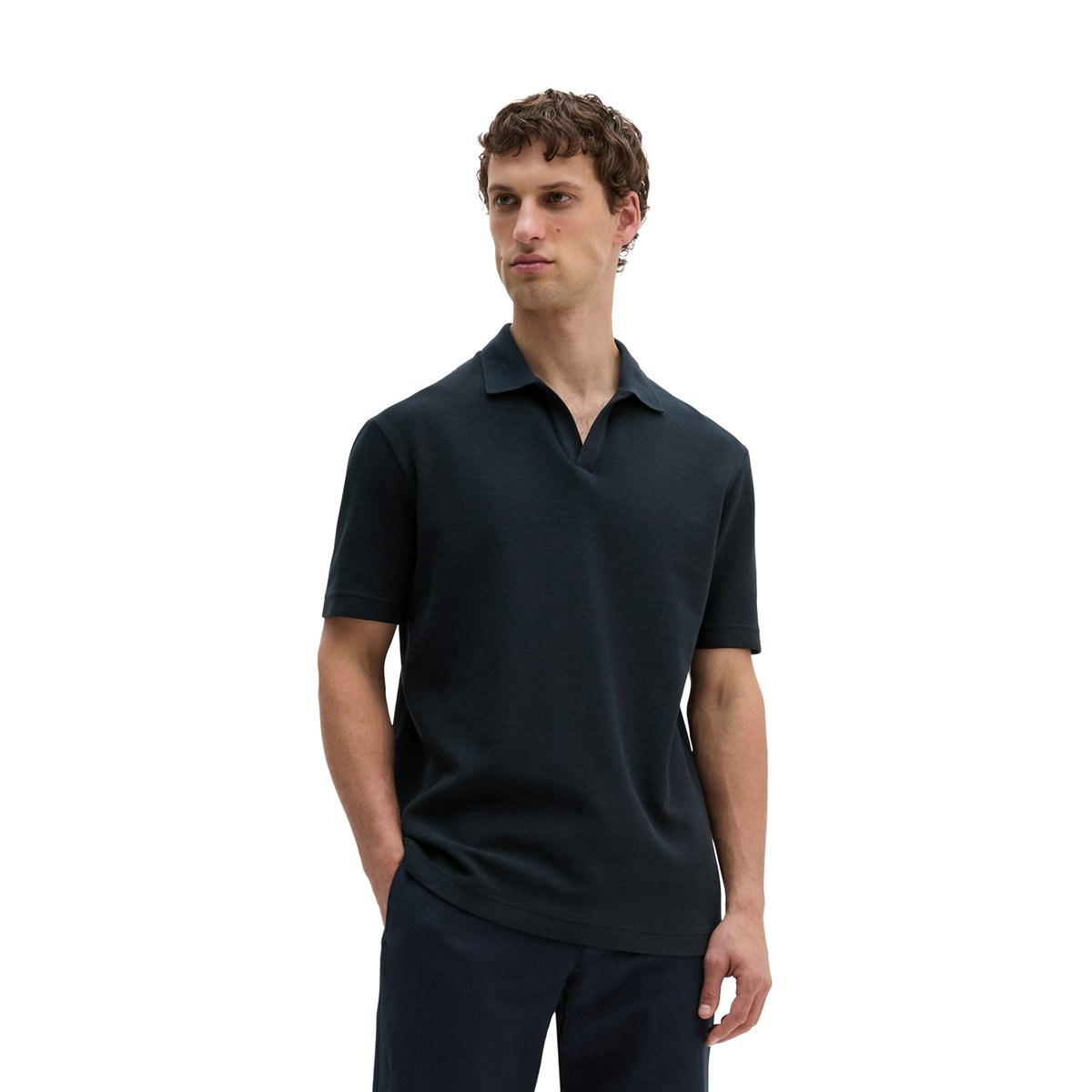 Polo coupe classique en pur coton bio bleu foncé, MARC O'POLO