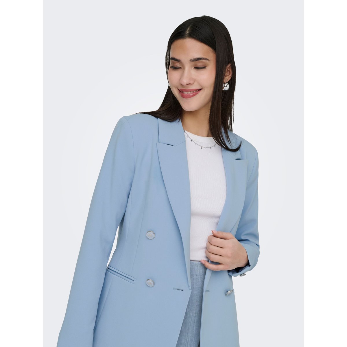 Blazer coupe droite, boutonné bleue - soft chambray, ONLY