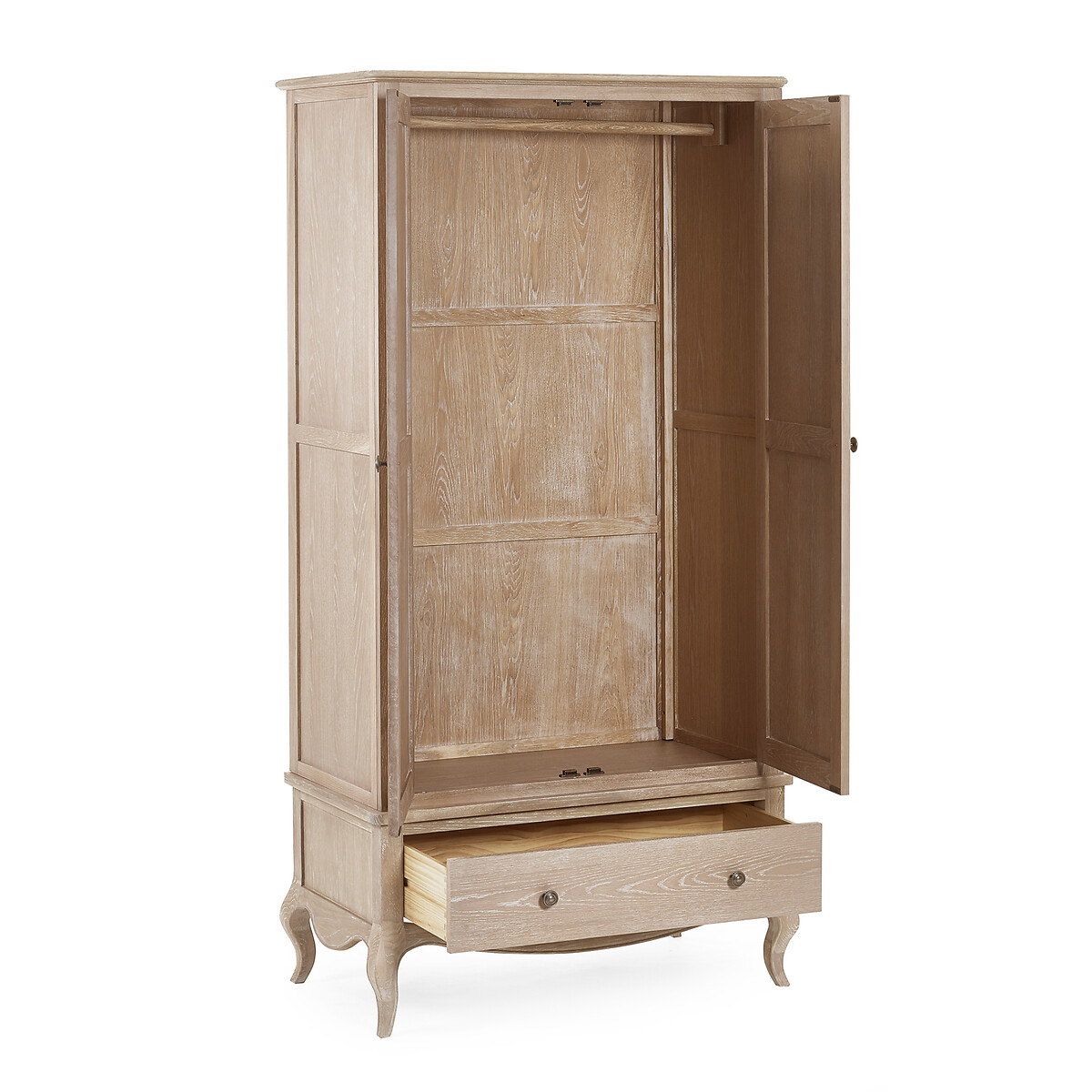 Eléa French Antique Limed Oak Combination Wardrobe bleached oak, SO'HOME