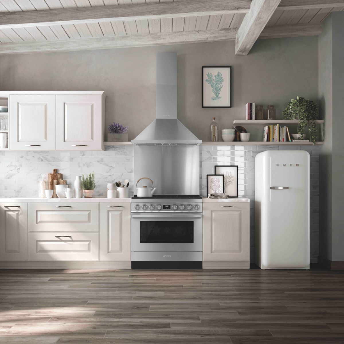 Piano de cuisson gaz 6 feux 90 cm CPF9GP inox satiné, SMEG