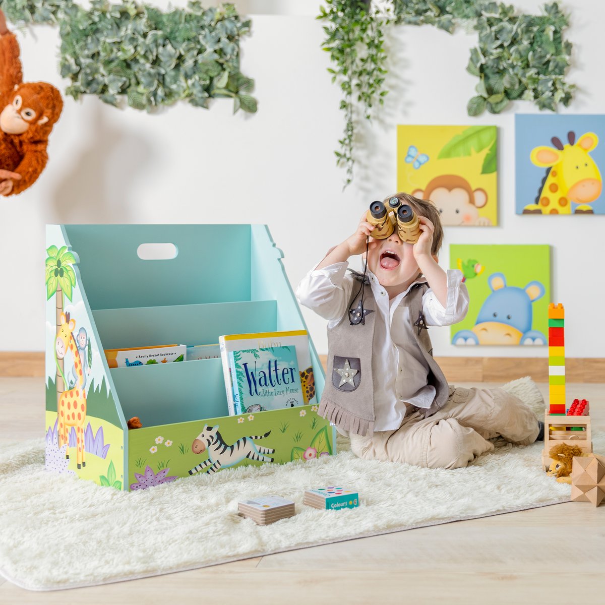 Bibliothèque Livres Enfant SUNNY SAFARI bleu, TEAMSON KIDS