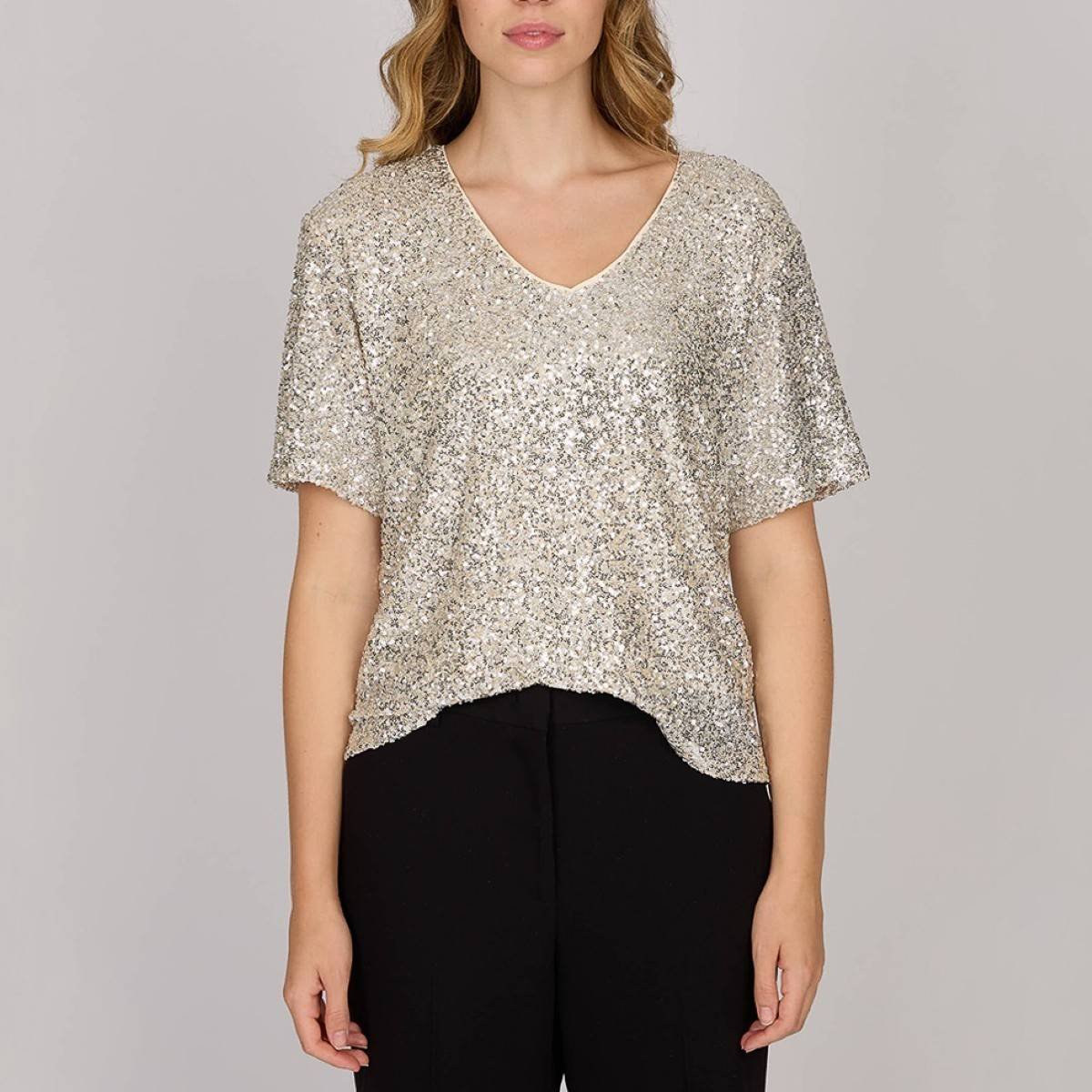 T-shirt à sequins gris, MISE AU GREEN