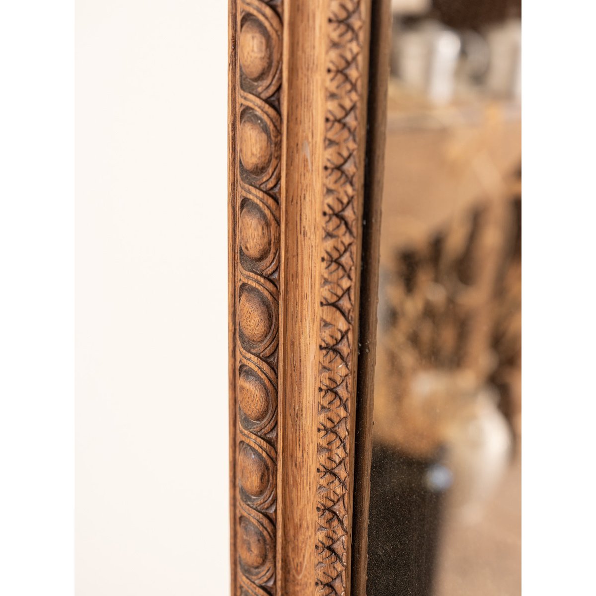 Grand miroir en chêne sculpté Georges N°1381 - Bon état bois foncé, DEBONGOUT