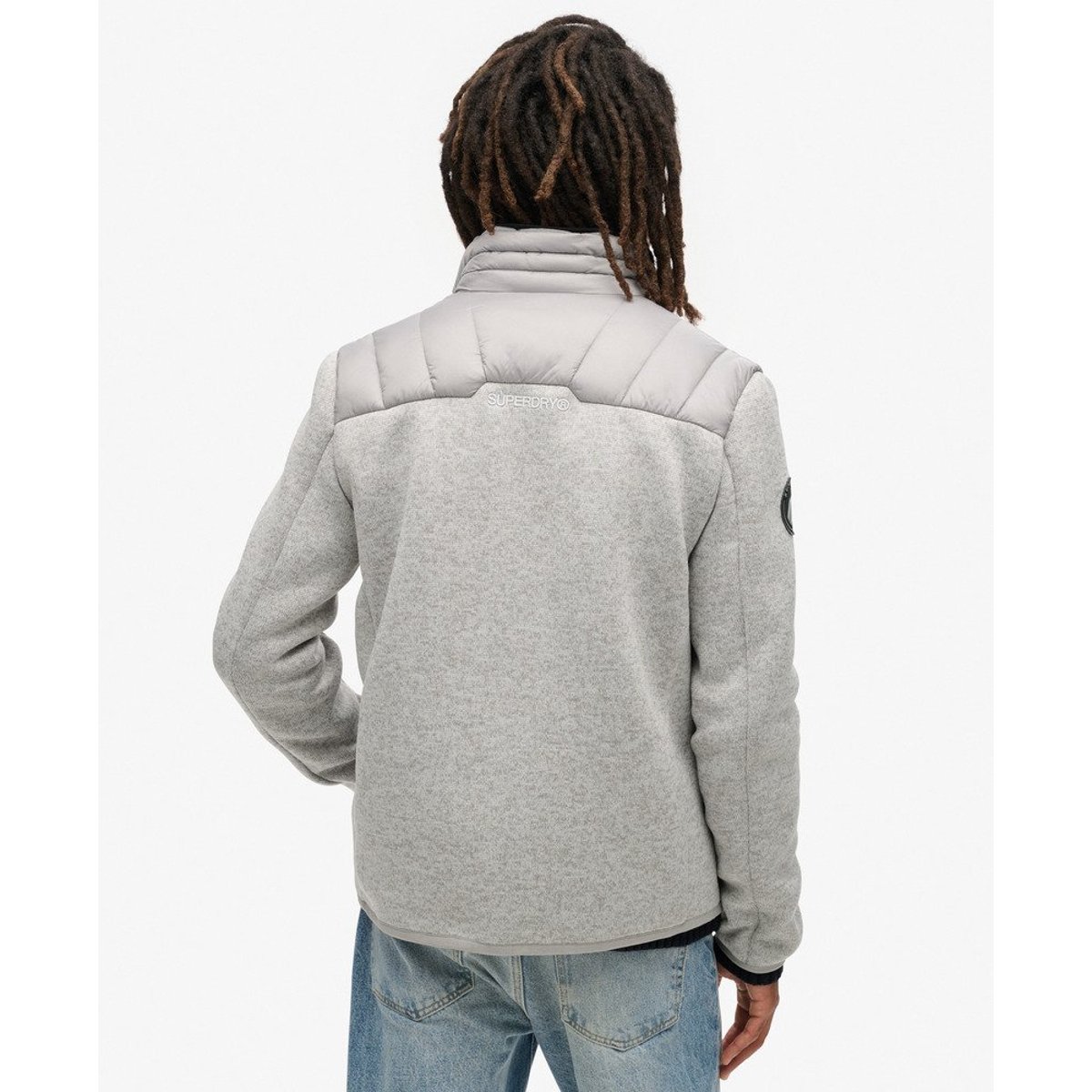 Veste rembourrée hybride en maille Storm gris chiné, SUPERDRY
