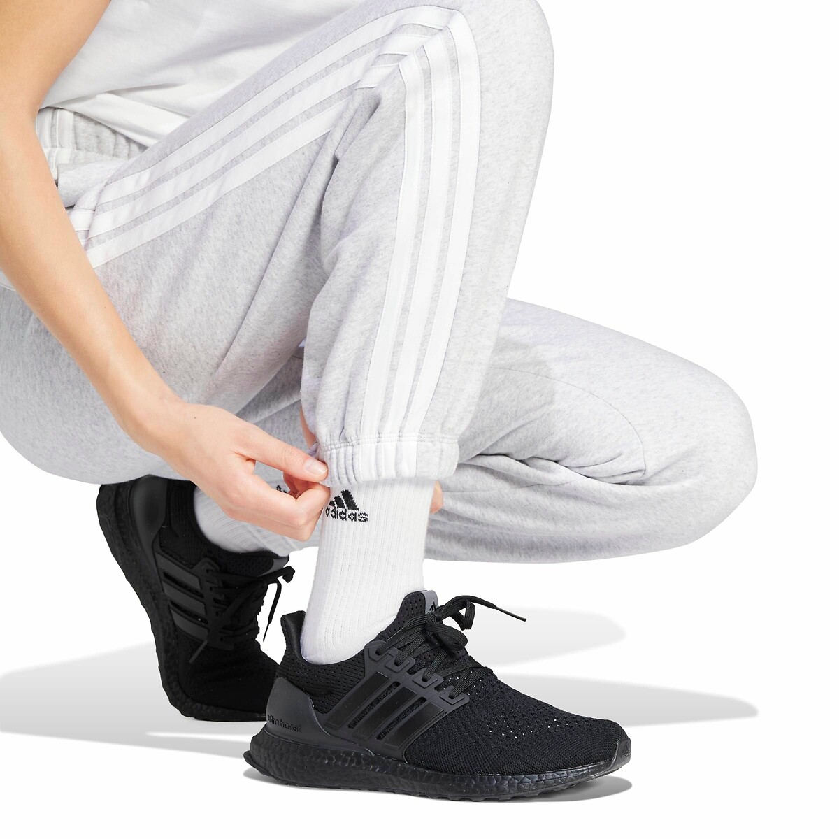 Pantaloni in file Essentials 3 Stripes grigio chiaro, ADIDAS SPORTSWEAR