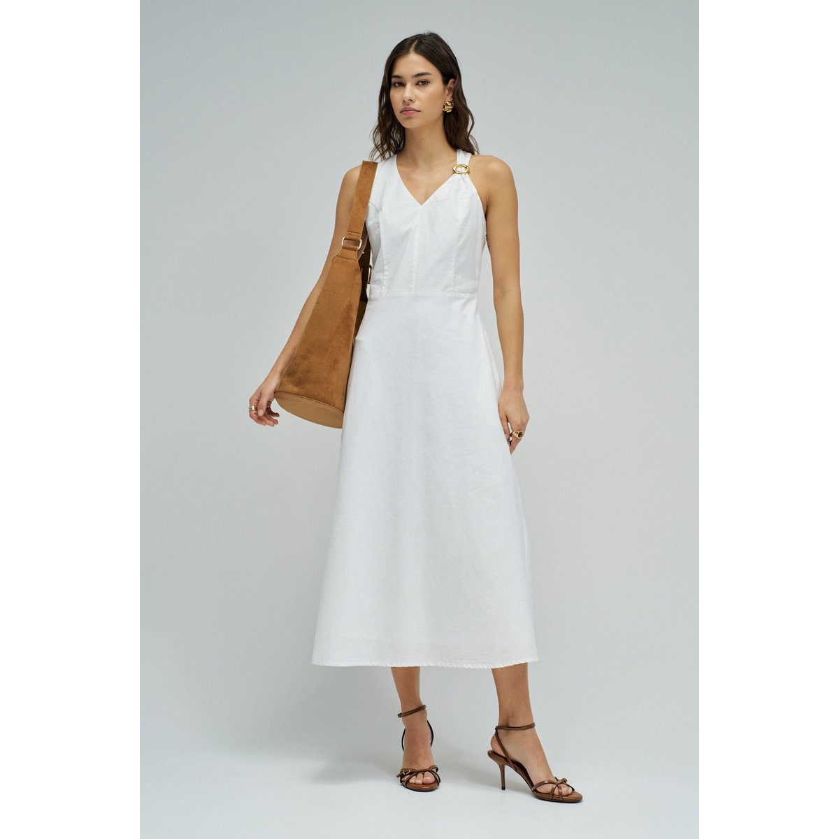 ROBE MIDI EN LIN blanc, SALSA JEANS