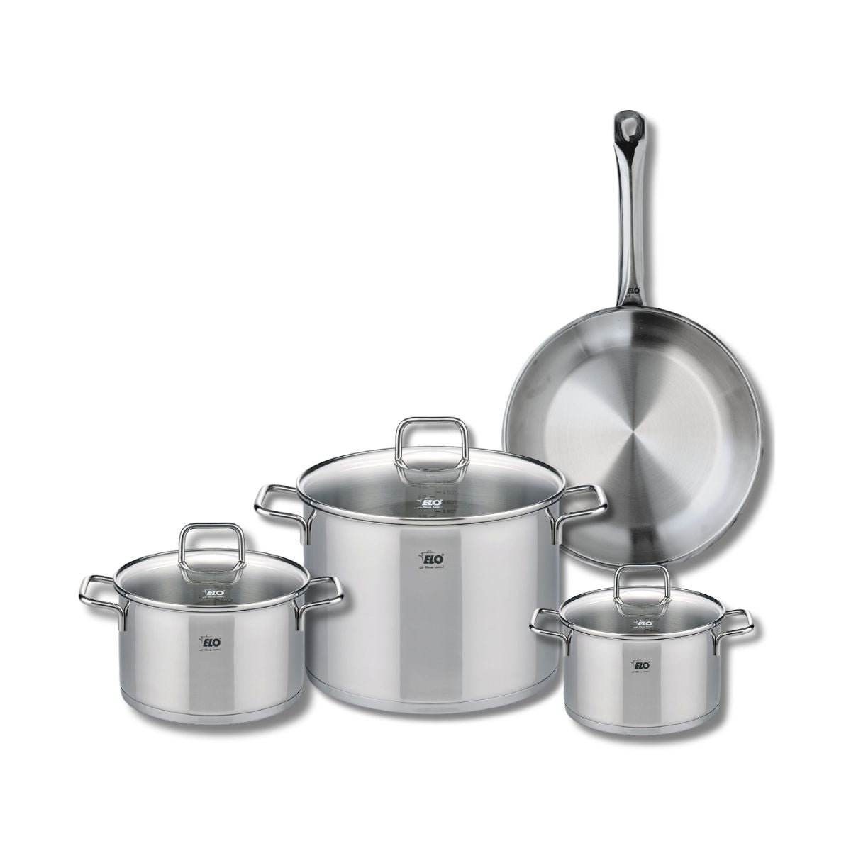 Batterie 1 poêle 28cm + 3 faitouts 16/20/26cm PROFI CITRIN inox, ELO
