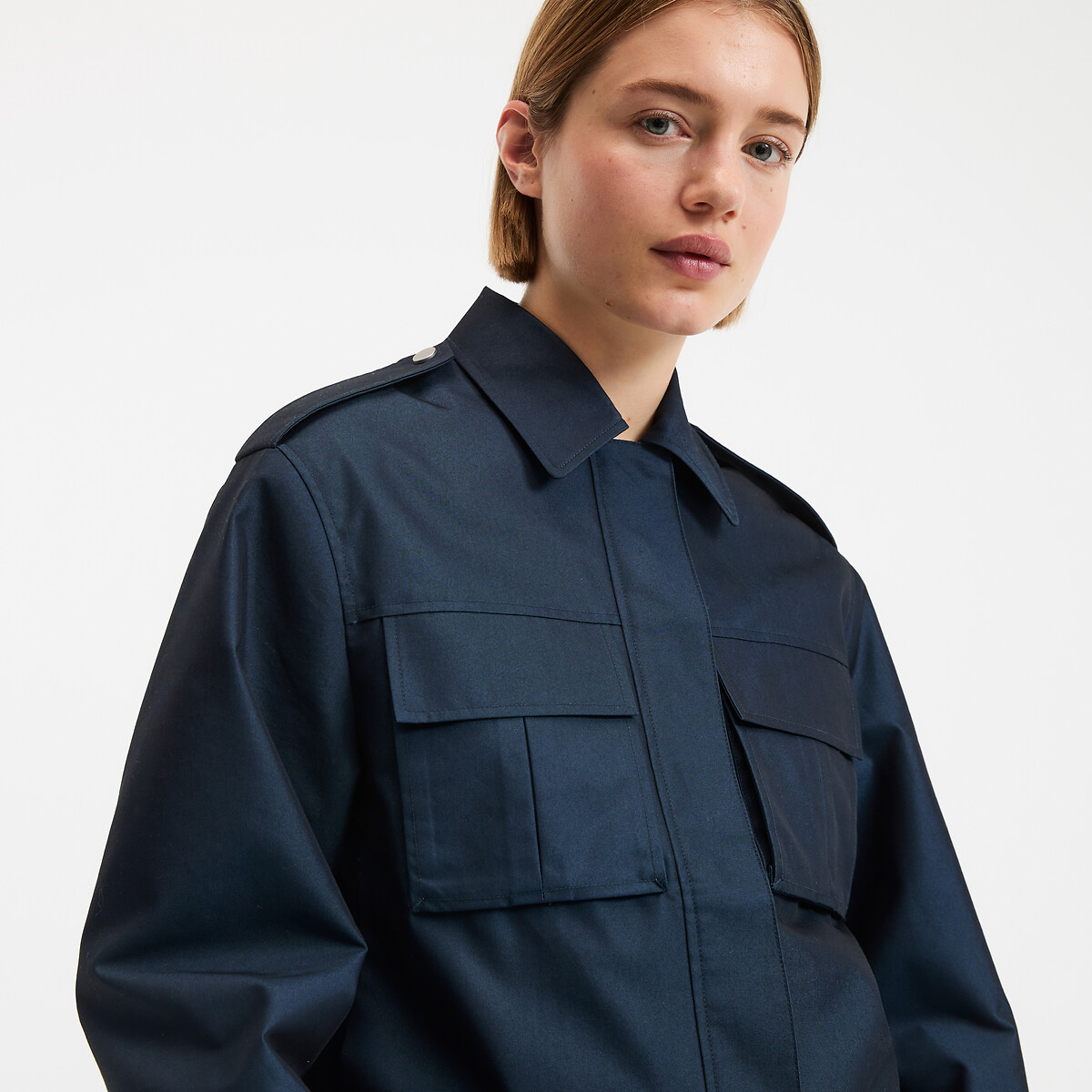 Veste courte ample à pattes d'épaules bleu marine, LA REDOUTE COLLECTIONS