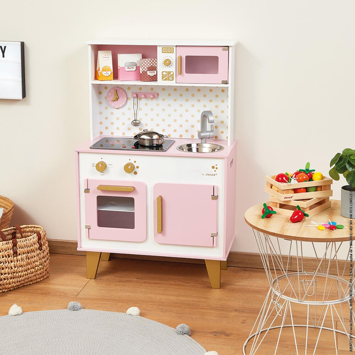 Grande cuisine Candy Chic en bois rose, blanc, JANOD