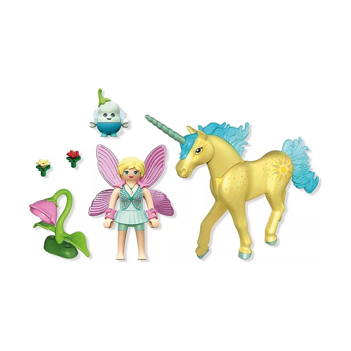 Magic Unicorns Licorne Fleur de soleil avec fée multicolore, PLAYMOBIL