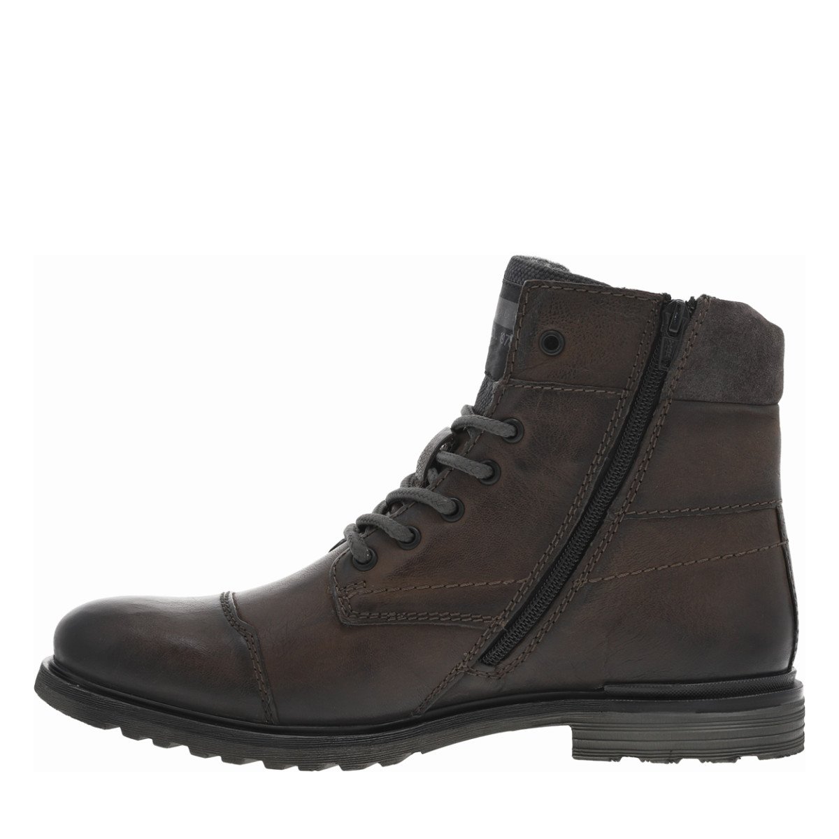 Bottines cuir talon plat marron, BUGATTI