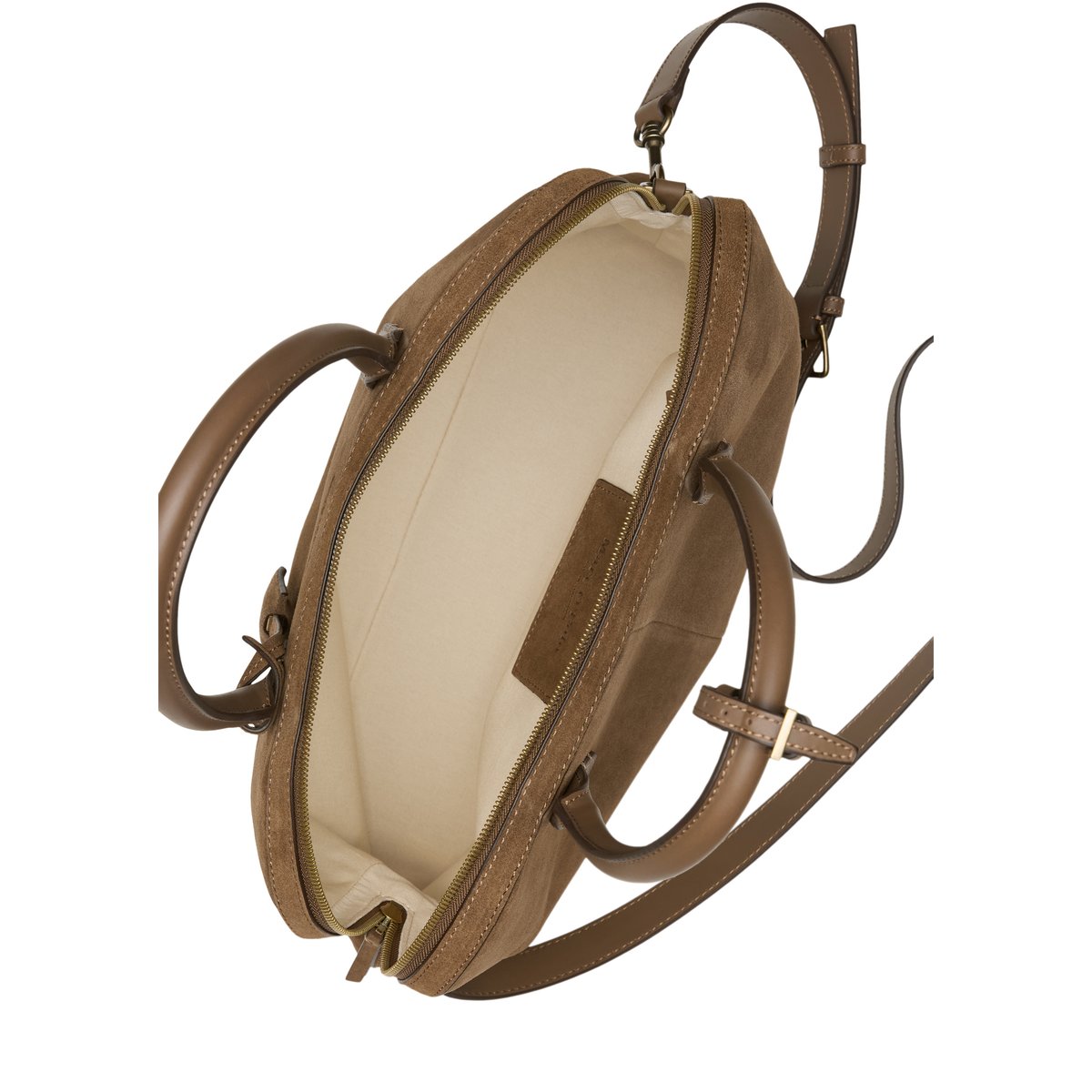 Shopper moyen en cuir de vachette velours doux marron, MARC O'POLO