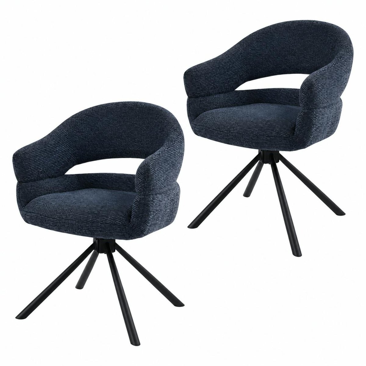 Fauteuil de table pivotant à dos ouvert (lot de 2) IENA bleu, PIER IMPORT