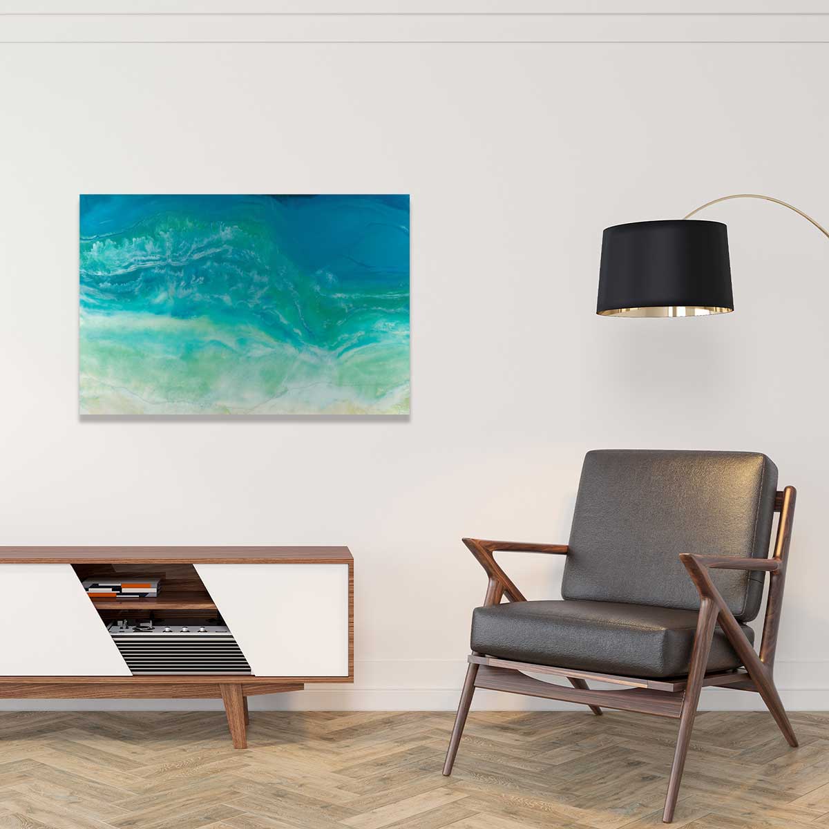 Tableau bleu fluide tableau alu dibond, HEXOA