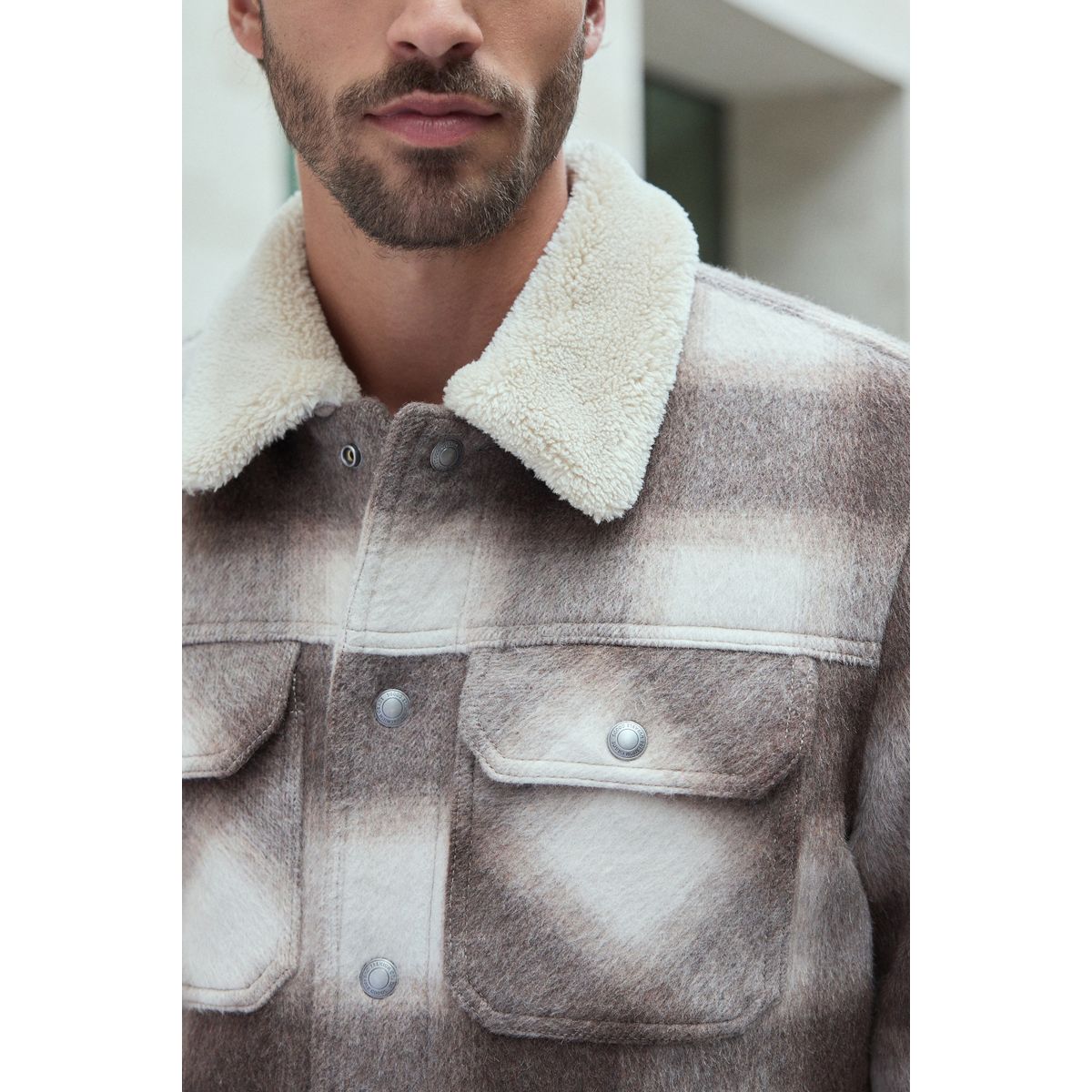 Veste aux carreaux camionneur naturel, NEXT