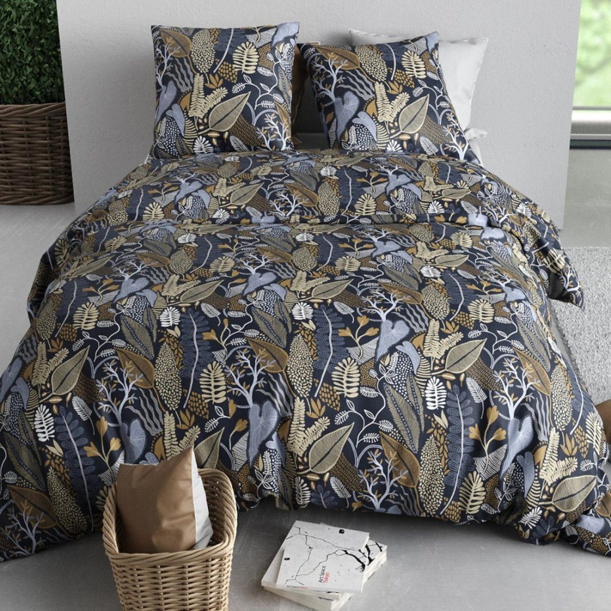 Housse De Couette 100% Coton 57 Fils + 2 Taies D'oreiller multicolore, DECORATIE