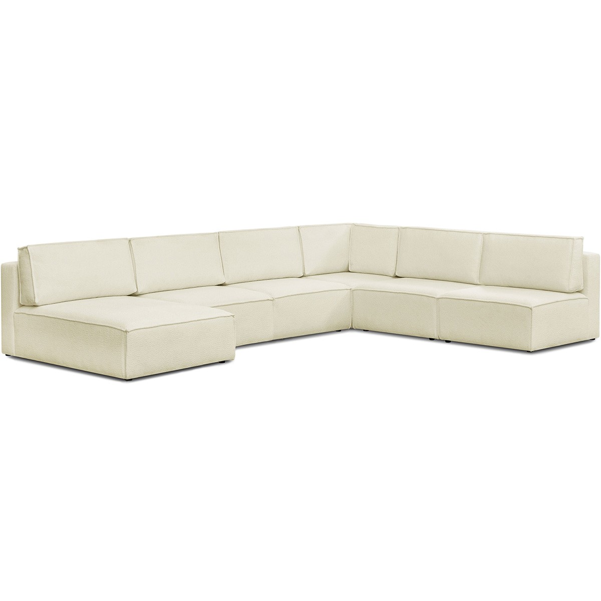 Canapé d'angle gauche convertible 9/10 places en tissu bouclé - Harper Mod beige, HOMIFAB