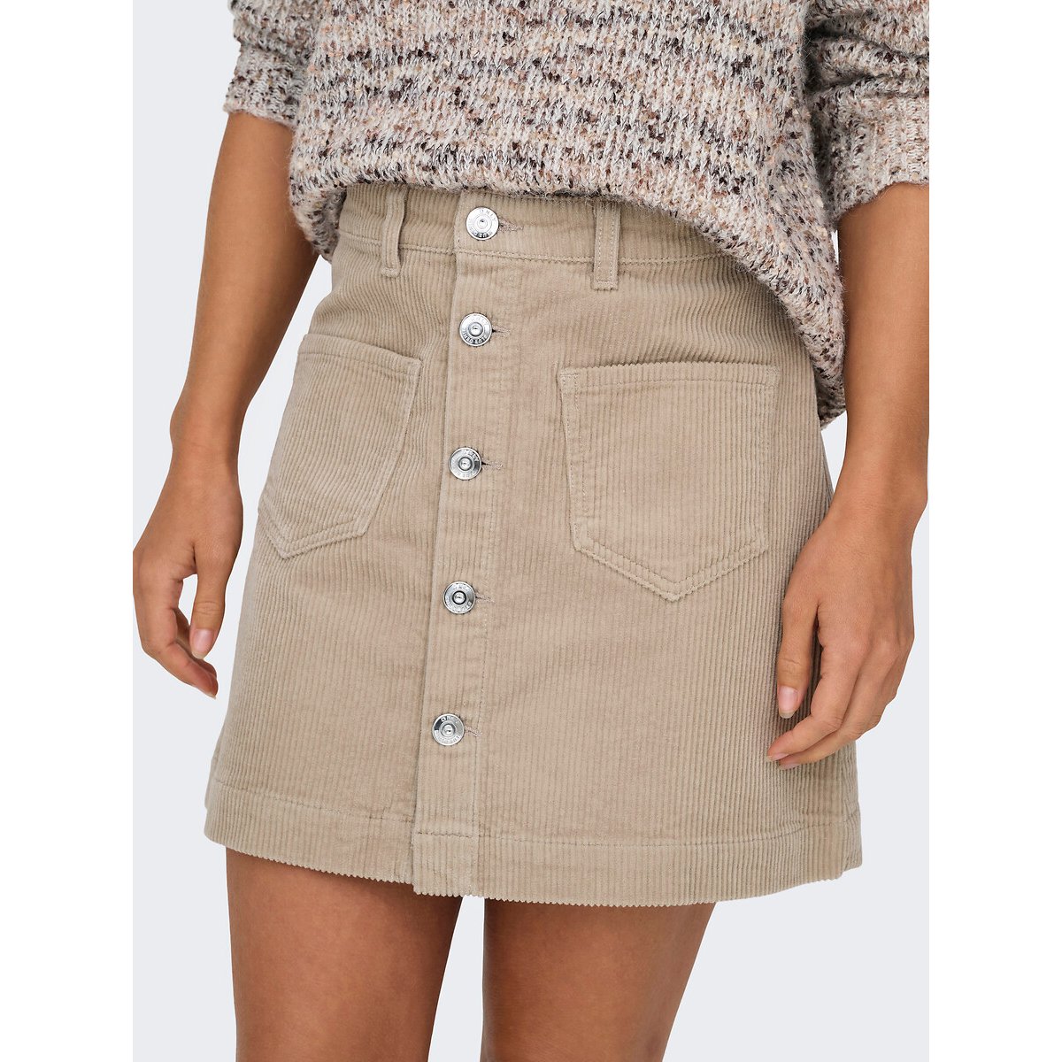 Jupe en velours, taille haute nude, ONLY