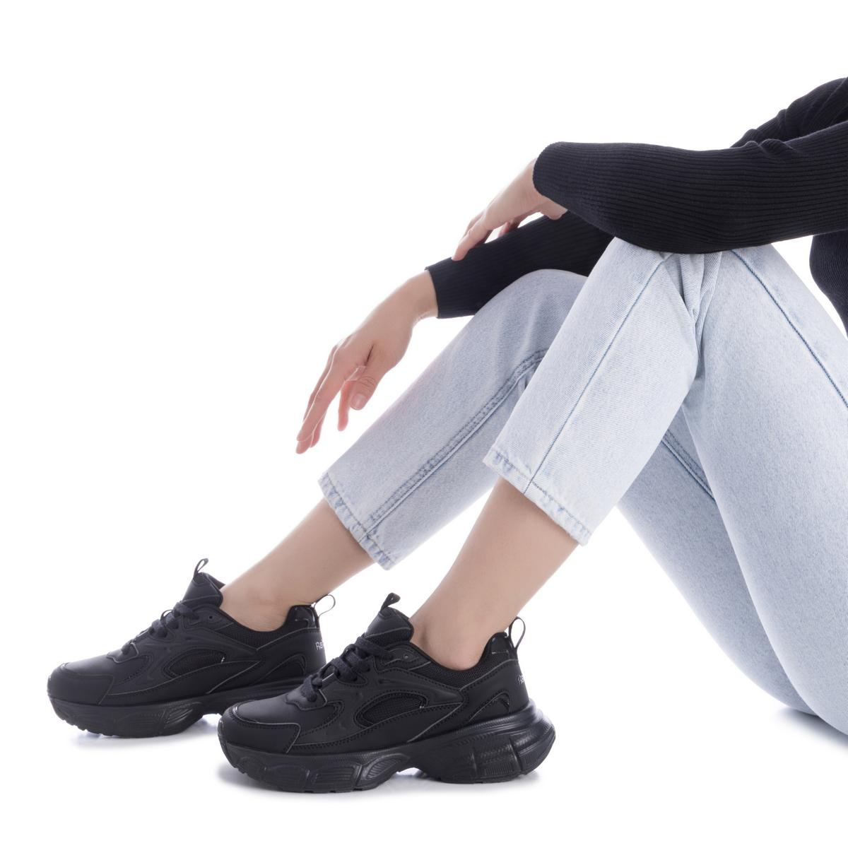 Baskets Plaine Lacets noir, REFRESH