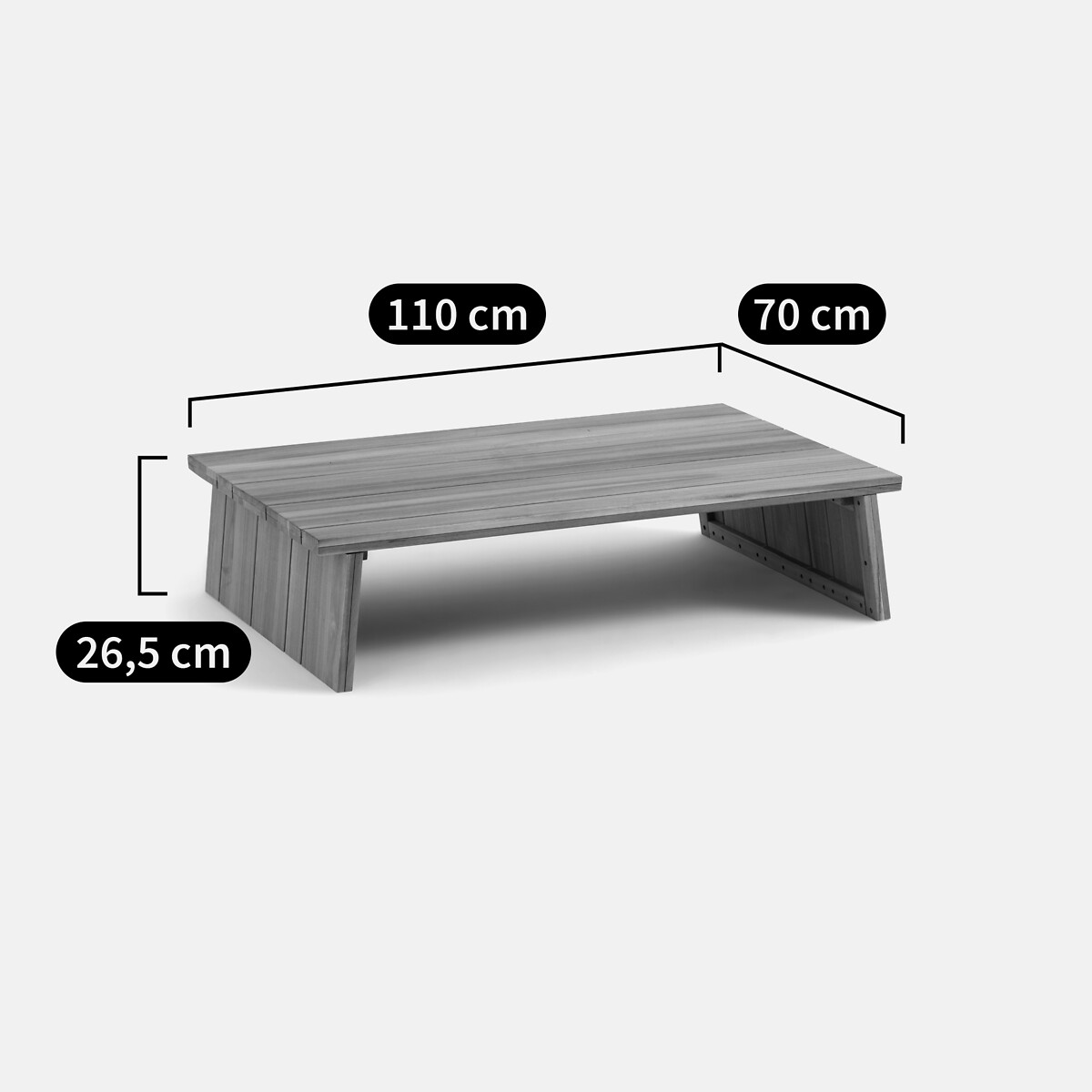 Table basse de jardin, acacia, Brut acacia, LA REDOUTE INTERIEURS
