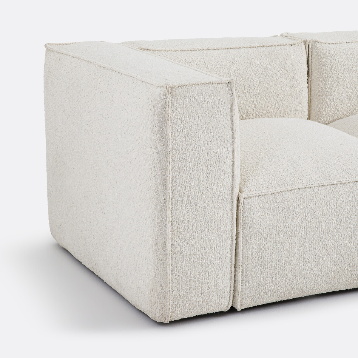 Canapé modulable, 3 places et pouf, en bouclette, SEVEN ecru, LA REDOUTE INTERIEURS