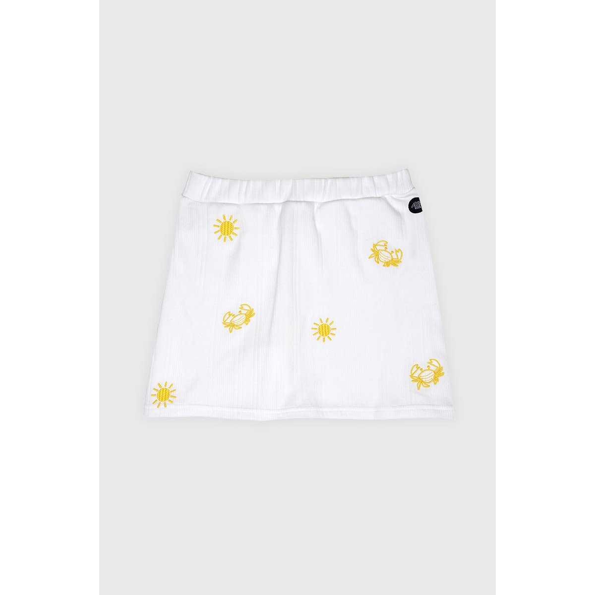Jupe-culotte brodée en coton blanc, ARMOR-LUX
