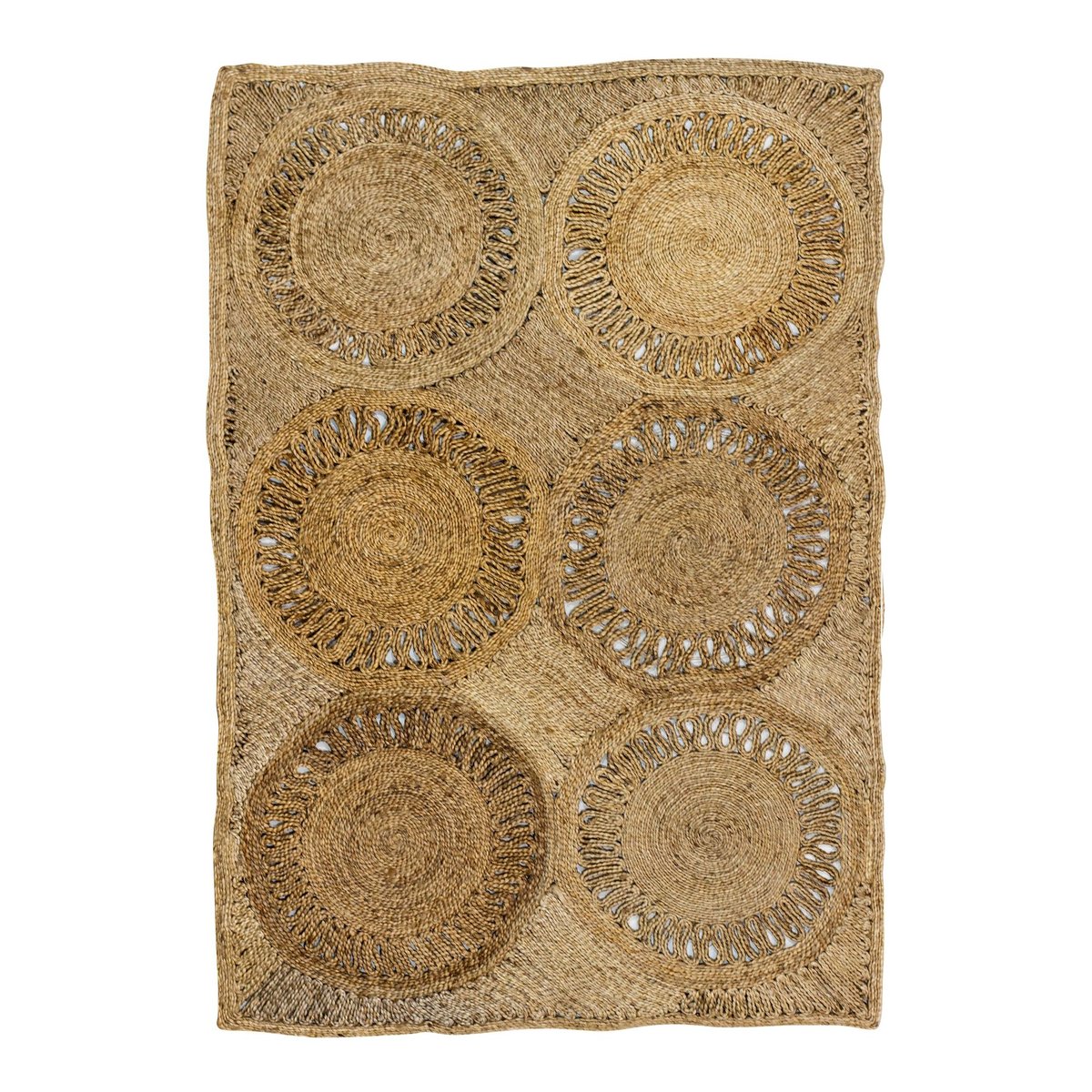 Tapis rectangulaire en jute tissé à la main naturel, NOW'S HOME
