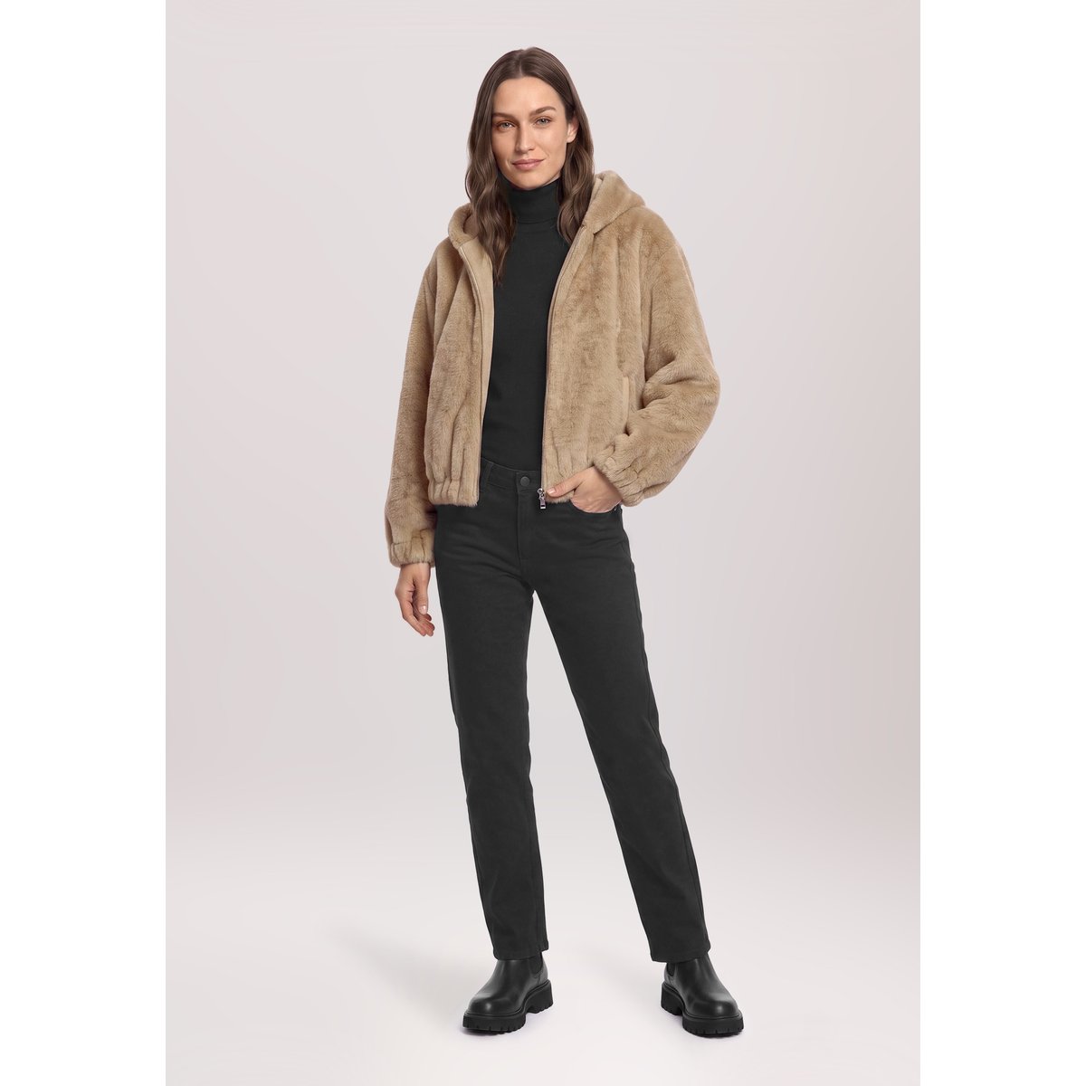 Veste en peluche à capuche silver mink, GIL BRET