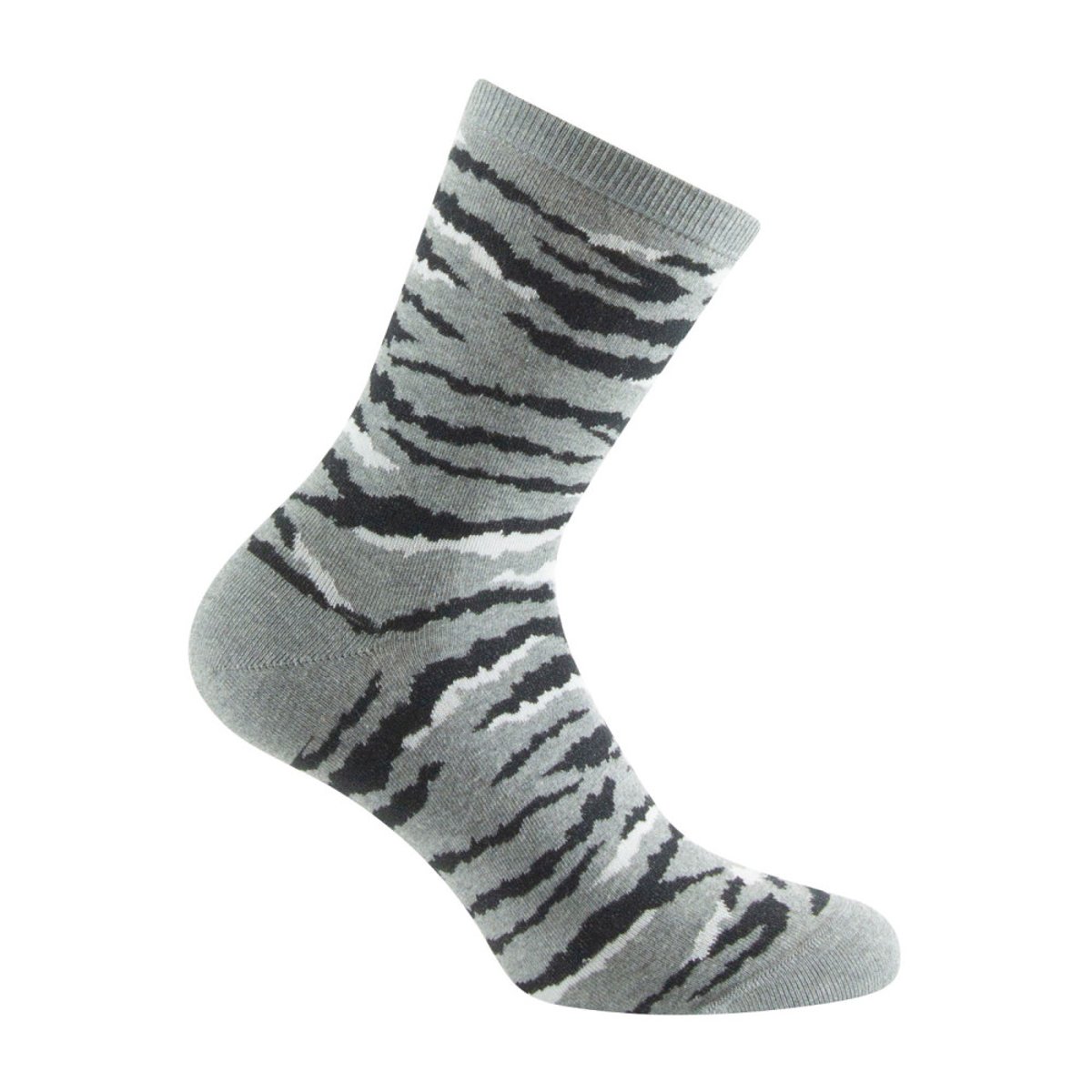 Mi-chaussettes Femme jersey zébrures Coton majoritaire gris, KINDY