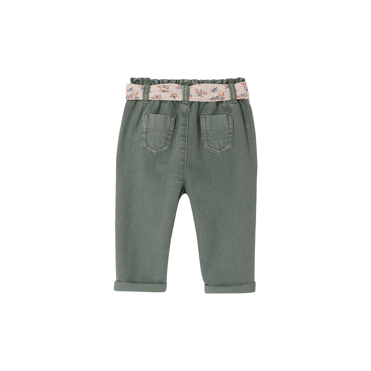 Pantalon paperbag vert moyen uni, VERTBAUDET