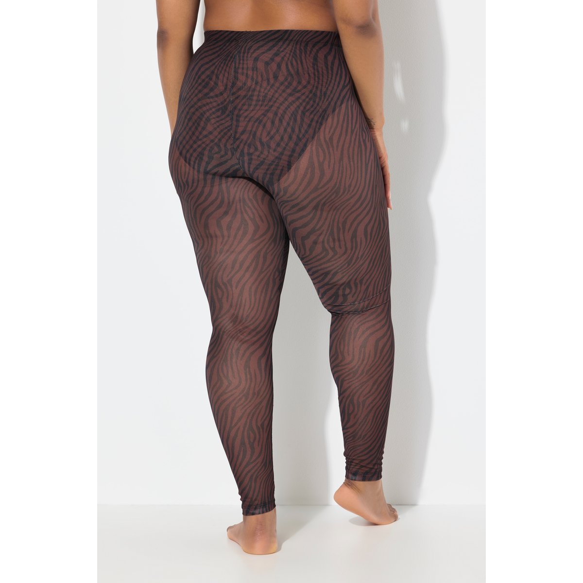 Legging-collant en mesh. Motif animal chocolat, ULLA POPKEN