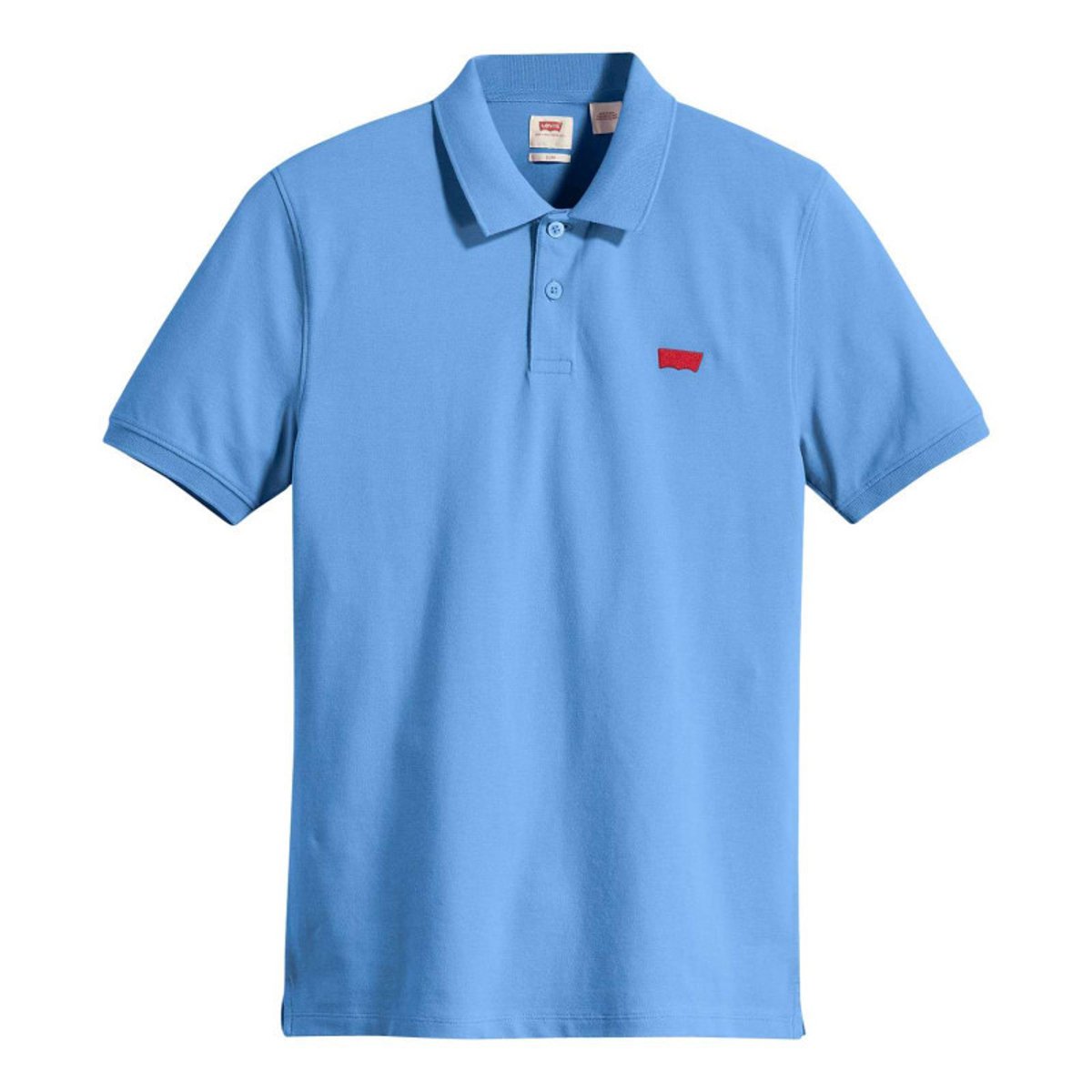 Polo en coton bleu en maille piquée avec une coupe slim et un col boutonné bleu, LEVI'S