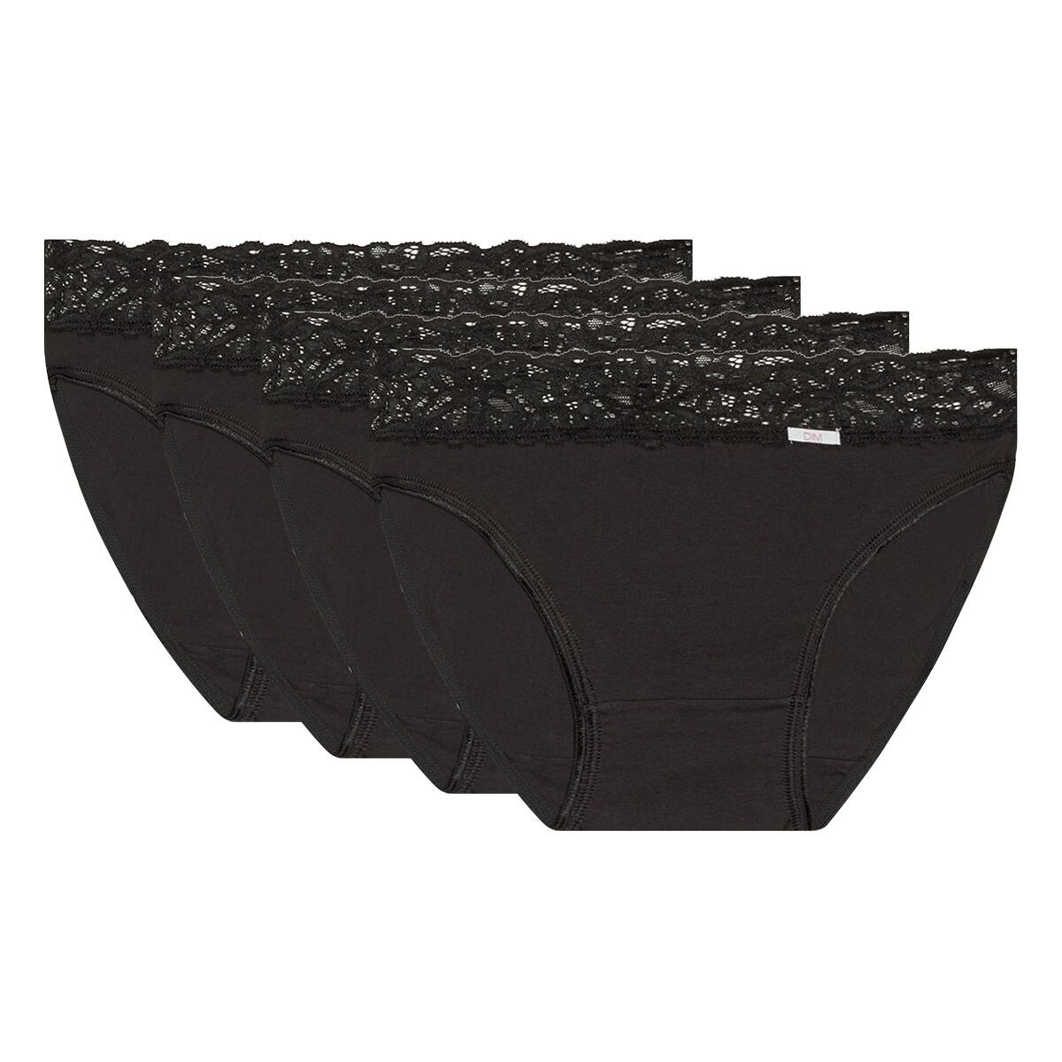 4er-Pack Midi-Slips, Baumwoll-Stretch schwarz, DIM