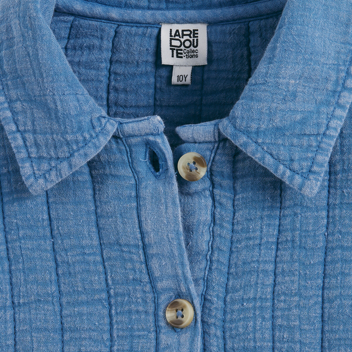 Veste matelassée et boutonnée, en gaze de coton denim, LA REDOUTE COLLECTIONS