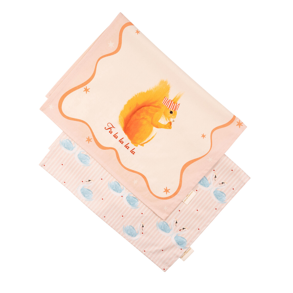 Set of 2 Xmas Squirrel Tea Towels multi-coloured, YVONNE ELLEN