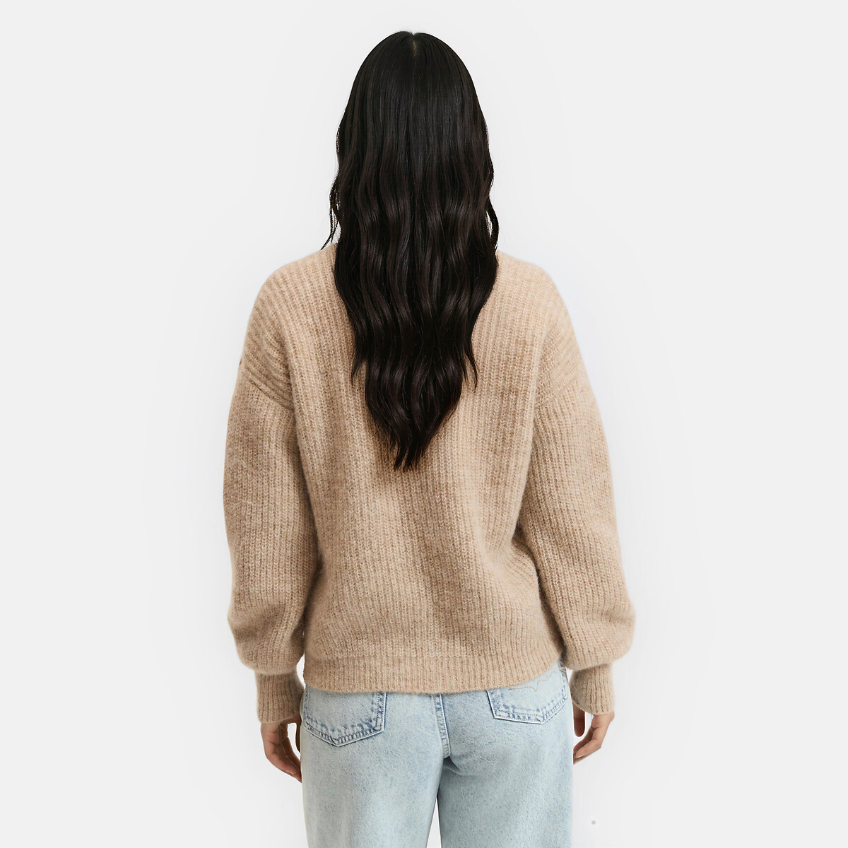 Signatures Gildas Cardigan with V-Neck in Alpaca Mix beige marl, LA REDOUTE COLLECTIONS
